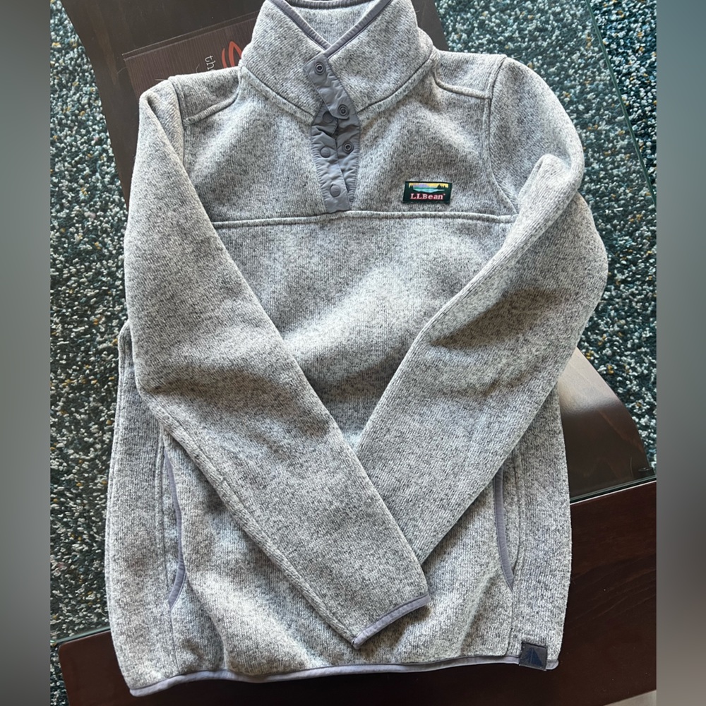 XS ll bean women sweater fleece pullover Heather grey - Picture 1 of 9
